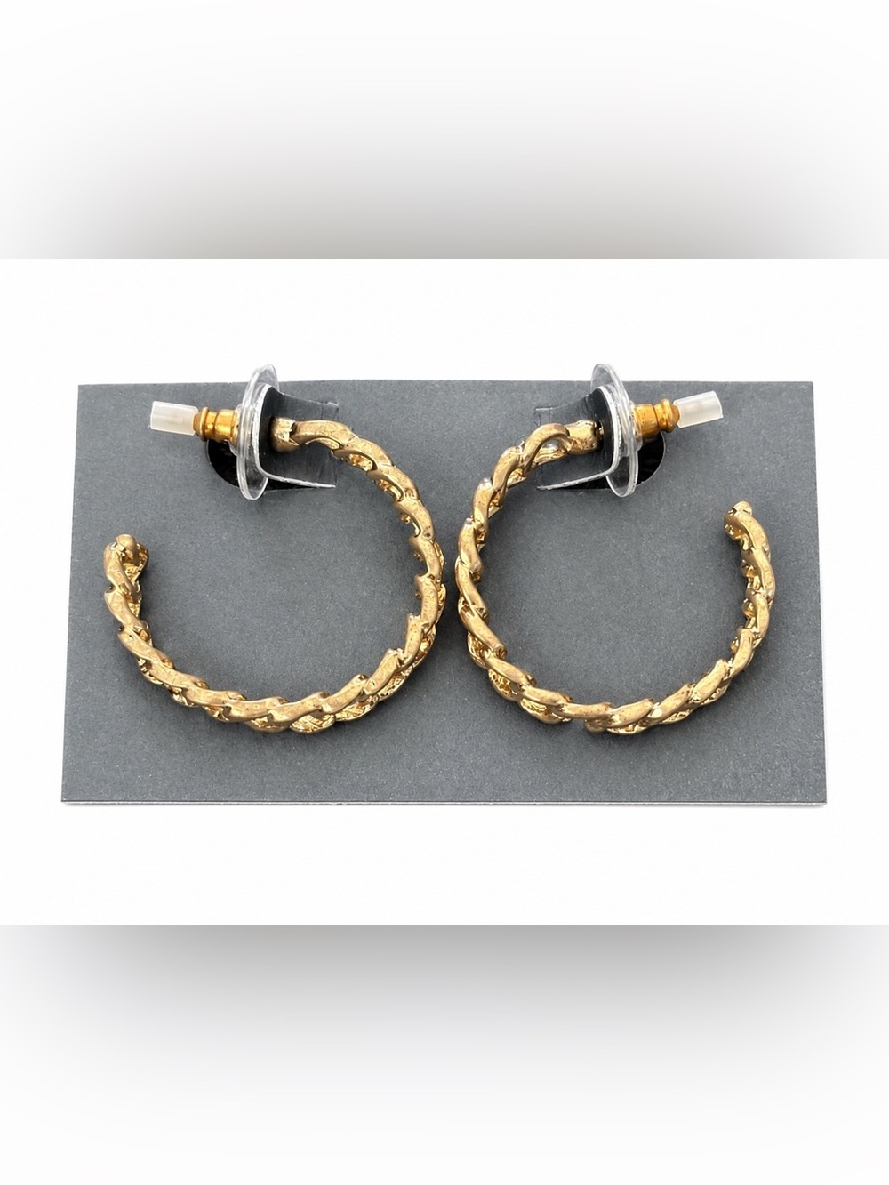 Gold Tone Textured Twisted Open Hoop Earrings Statement Boho